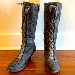 Neosens Vintage Steampunk Kitten Heel Tall Boot